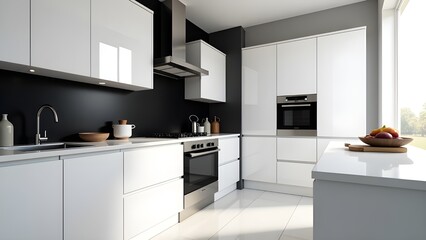 Fototapeta premium Modern Kitchen Interior with Kitchen Utensils