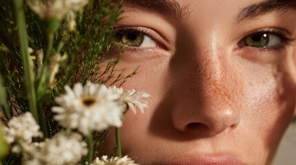 Natural beauty, organic skincare routine, eco-conscious products, glowing complexion, botanical ingredients, sustainable beauty, pure and simple, holistic care.