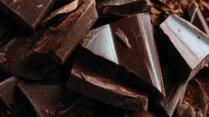Close-up of dark chocolate pieces