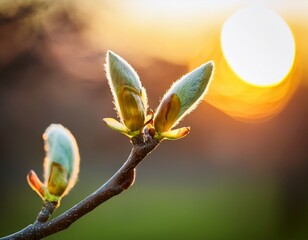 selective focus on bud beautiful nature in spring budding branch