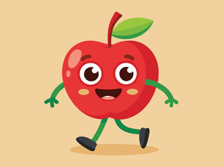Cute Apple Fruit Mascot for Healthy Living Poster
