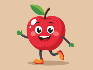 Smiling Apple with Arms and Legs Vector