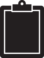 Minimalist black and white clipboard icon representing documents and organizational planning.