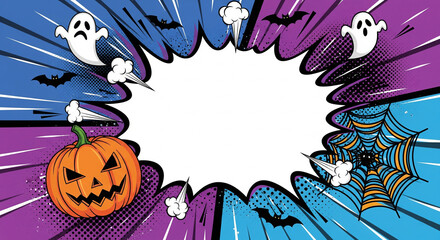 Halloween Comic Book Style Pop Art Background
