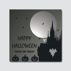 Clean stylish and  modern happy Halloween card design.  