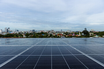 Solar cell photovoltaic panels technology for renewable energy solution on roof. Electrical energy obtained from nature sunlight clean renewable energy.