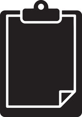 Monochrome silhouette of a clipboard with a blank page for business or education purposes