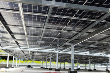Solar cell photovoltaic panels technology for renewable energy solution on roof. Electrical energy obtained from nature sunlight clean renewable energy.