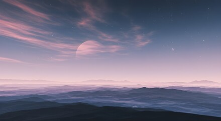 AI dreamscape gradient with surreal futuristic landscapes blending into sky tones

