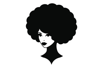 Elegant Silhouette of a Woman with an Afro Hairstyle