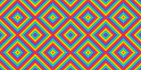 Rainbow Diamond Geometric Pattern. fabric