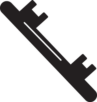 Simple black and white illustration of a tonfa police weapon isolated on white background.
