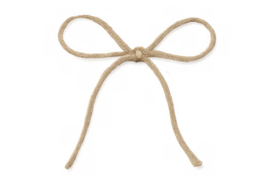 Simple twine bow isolated on transparent background, perfect for adding a rustic touch to designs