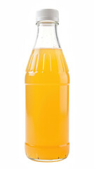 Fresh orange juice in clear bottle, vibrant color, refreshing beverage, healthy drink, natural ingredients, thirst quencher