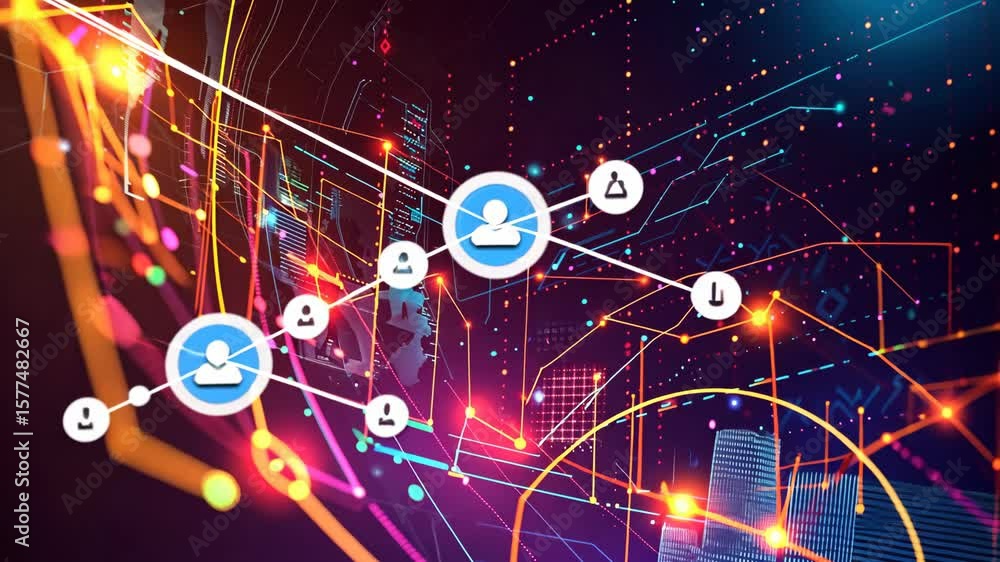 Poster abstract digital technology cycle background representing business growth transformation to digital 