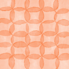 手描きで水彩タッチのオレンジ色のオーバーラッピングサークル柄の背景イラスト