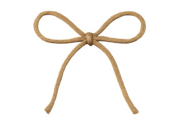 Jute rope bow tied decoratively, presenting natural texture against clean white backdrop