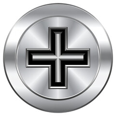 Obraz premium Metallic plus symbol button graphic design illustration