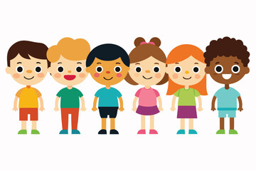 Happy Diverse Group of Children Illustration