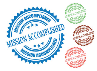 Goal Achieved Rubber Stamp Set, Mission Complete Badge Vector Pack  