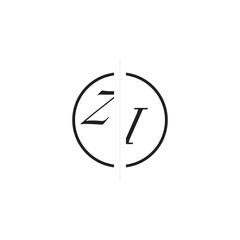 ZI Alphabet Monogram Simple Logo Initial Alphabet Design Unique Vector Circled