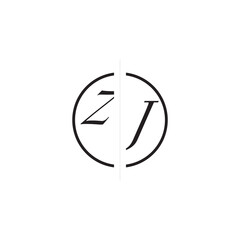 ZJ Alphabet Monogram Simple Logo Initial Alphabet Design Unique Vector Circled