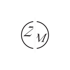 ZM Alphabet Monogram Simple Logo Initial Alphabet Design Unique Vector Circled