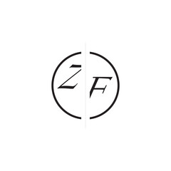 ZF Alphabet Monogram Simple Logo Initial Alphabet Design Unique Vector Circled