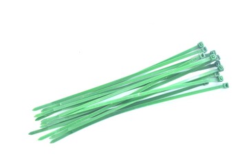 green plastic twist belt for roll oblect arranging isolated on white background