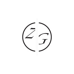 ZG Alphabet Monogram Simple Logo Initial Alphabet Design Unique Vector Circled