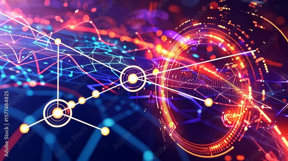 Poster abstract digital technology cycle background representing business growth transformation to digital 