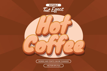 Obraz premium Hot coffee editable text effect with cartoon text style