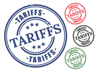 Trade Tariff Badge Pack, Grunge Rubber Customs Tax Stamp Icons  