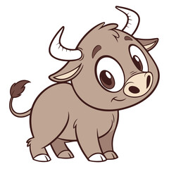 Fototapeta premium Vector illustration of a young cow with sweet expression, ideal for educational stories and rural content. Useful in nursery rhymes, baby books, or farm learning materials.