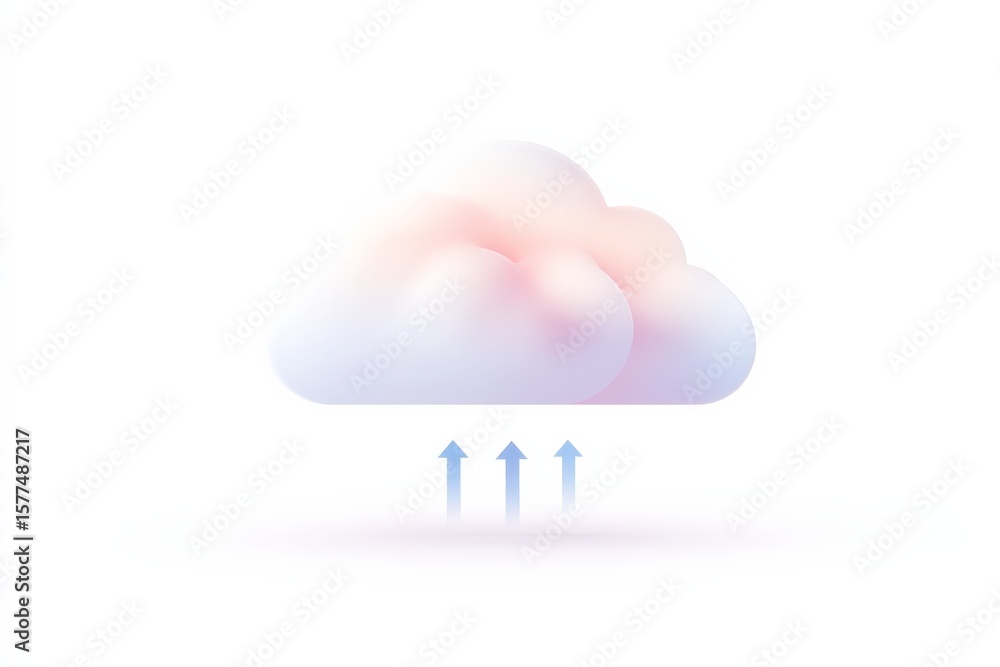 Poster abstract cloud with arrows indicating data upload on gradient background