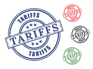 Border Tax Stamp Vector Collection, Tariff and Customs Duty Grunge Icons  