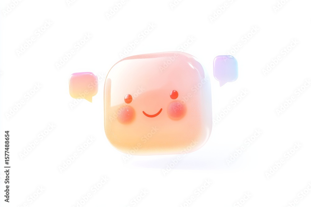 Poster cute ai chatbot icon with speech bubbles for digital interface design