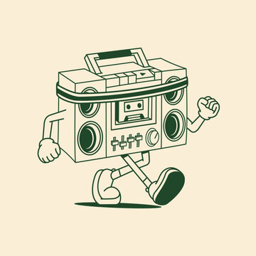 Boombox mascot jog