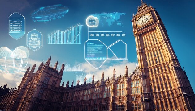 old fashioned london city gent big ben and data