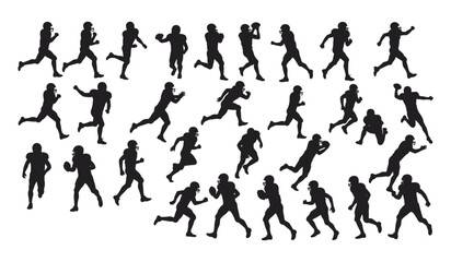 A Diverse Collection of Athletes in Running and Game-Play Poses, Highlighting Speed and Power