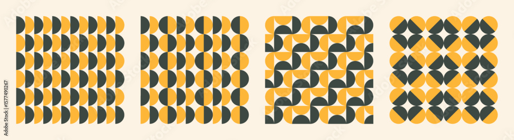 Poster vector graphic seamless pattern set in bold yellow and dark green colours. stylish and repetitive ba