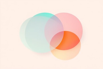 Abstract overlapping circles in soft pastel colors on neutral background