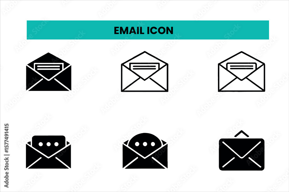 Leinwandbilder email icon set with various envelope and message symbols for web and communication design