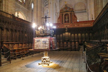 Segovia, Spain - 3 March, 2025:  Choir at the Gothic Cathedral de Segovia