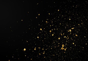 Gold Glitter on Black Background Sparkling Texture