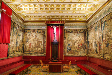 Segovia, Spain - 3 March, 2025: Religious art on display in the galleries of Segovia Cathedral