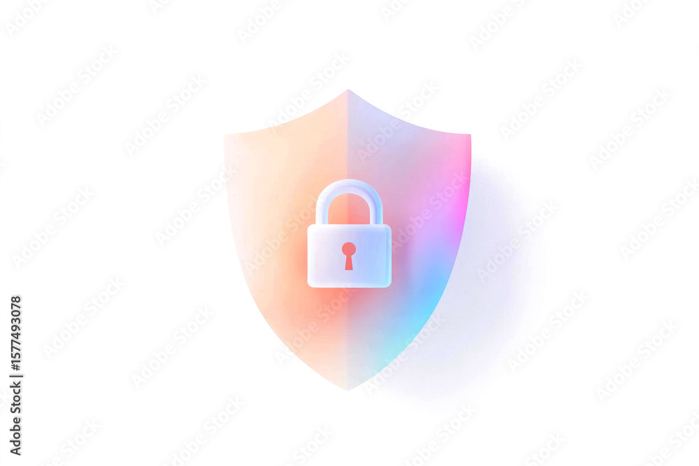 Poster digital security and data protection concept with shield and lock symbol