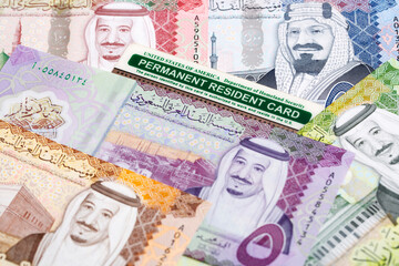 American permanent resident card on Saudi riyal