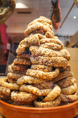 Segovia, Spain - 3 March, 2025: Torreznos, a delicious fried pork belly snack, on sale at a butchers shop in Segovia