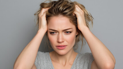 Naklejka premium People scratch their heads when puzzled. Though scratching eases itch, frequent scratching damages the scalp, causing irritation, injury, or hair loss.